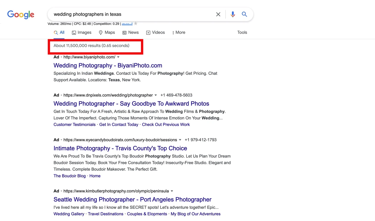 Search results for wedding photographers in Texas”
